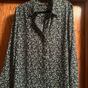 Cleo Black and White Floral Button Down Shirt